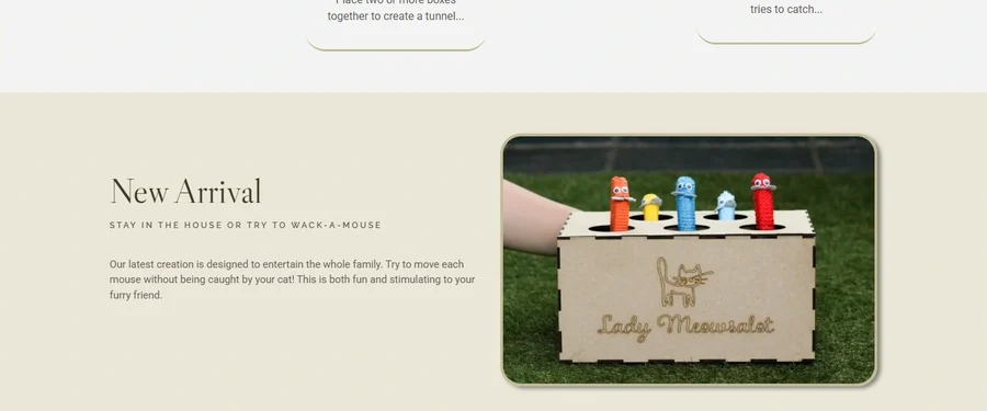 A section of the Lady Meowsalot website