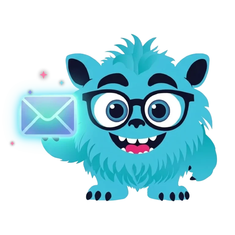 Pixi holding a glowing envelope